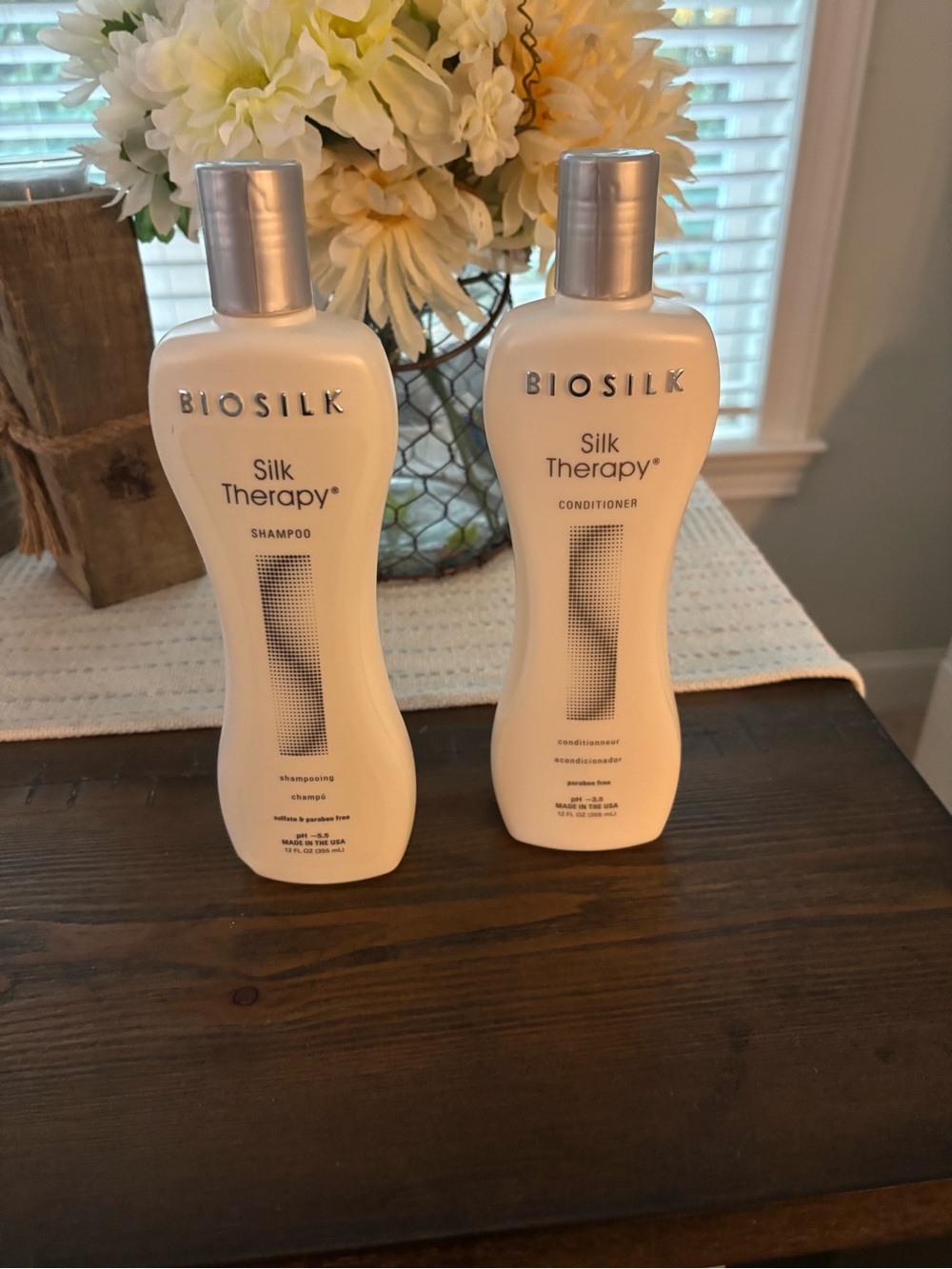Biosilk Silk Therapy Shampoo & Conditioner Duo — White Bottles